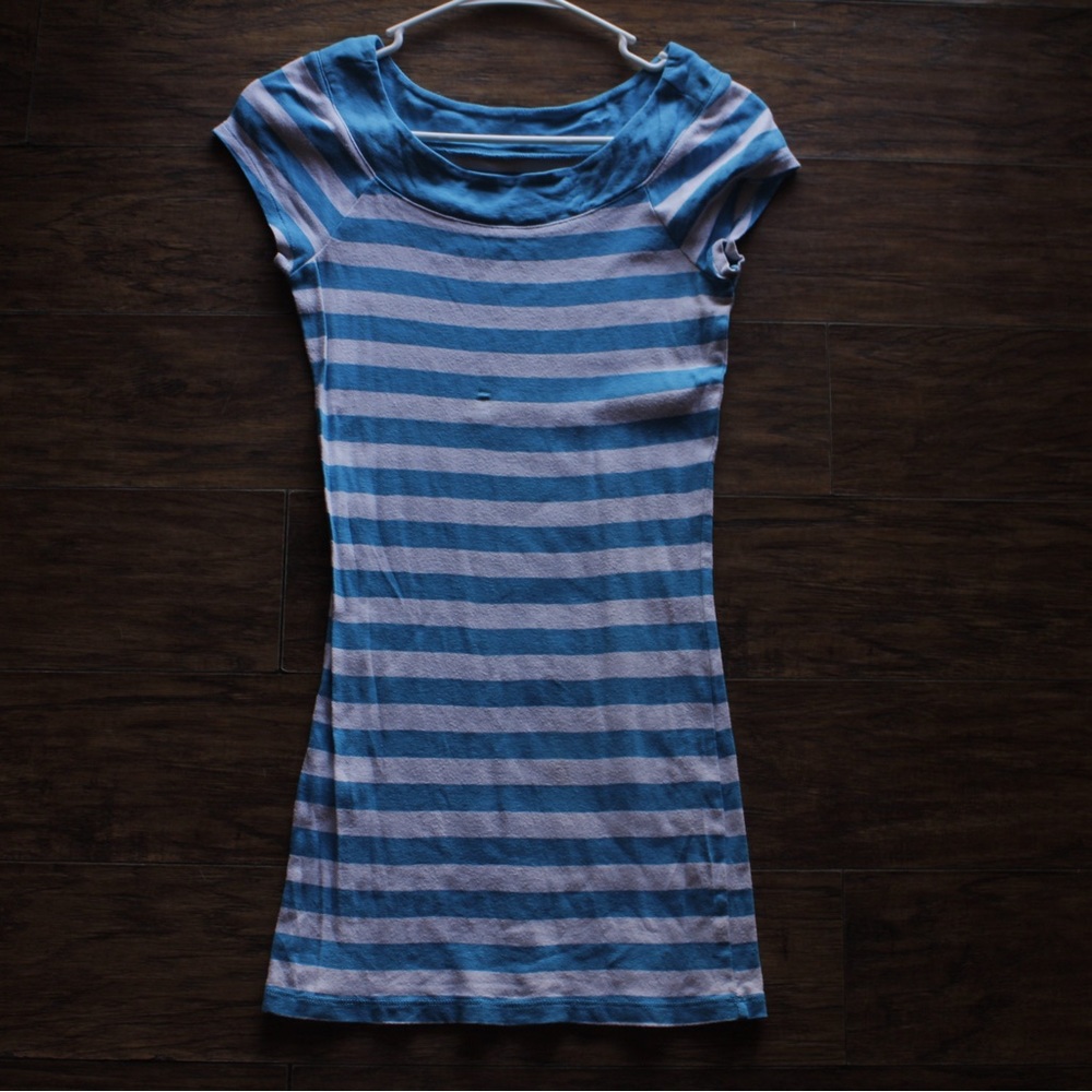 Express, white and blue striped dress